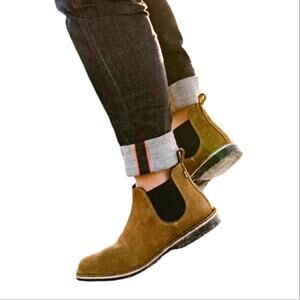 NWOB Veldskoen Unisex Chelsea Safari Black Sole Pull On Camel Suede‎ Ankle Boot